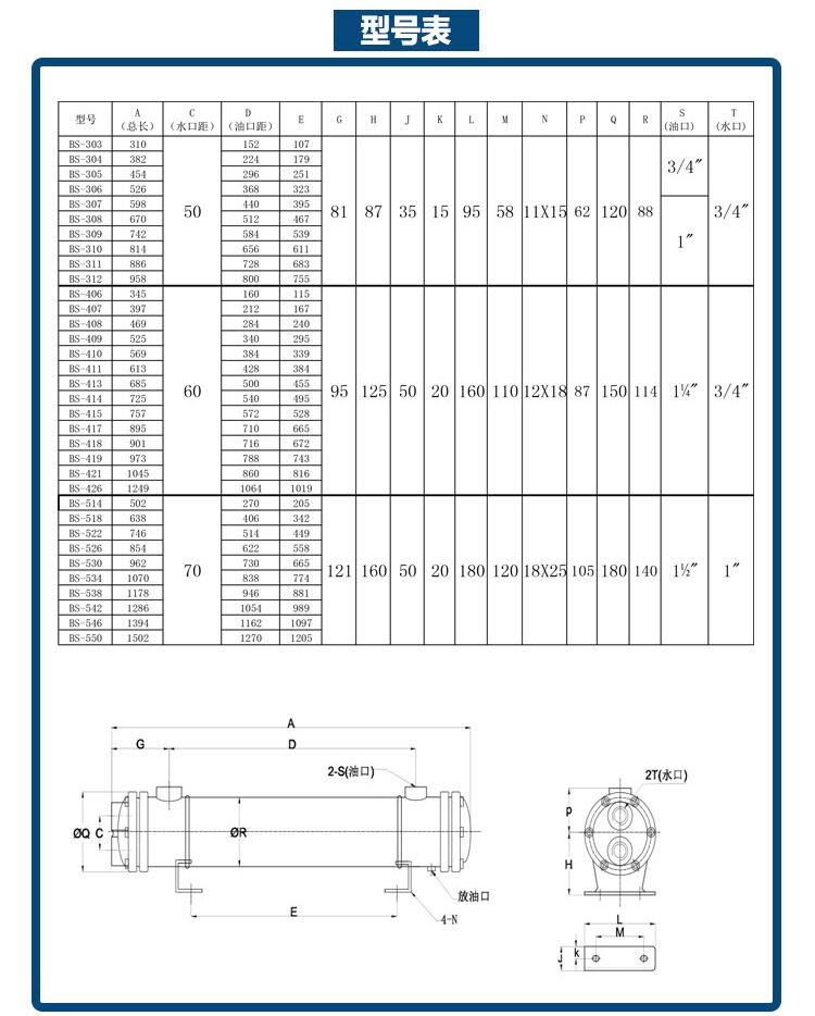 BS水冷管殼式換熱器型號大全